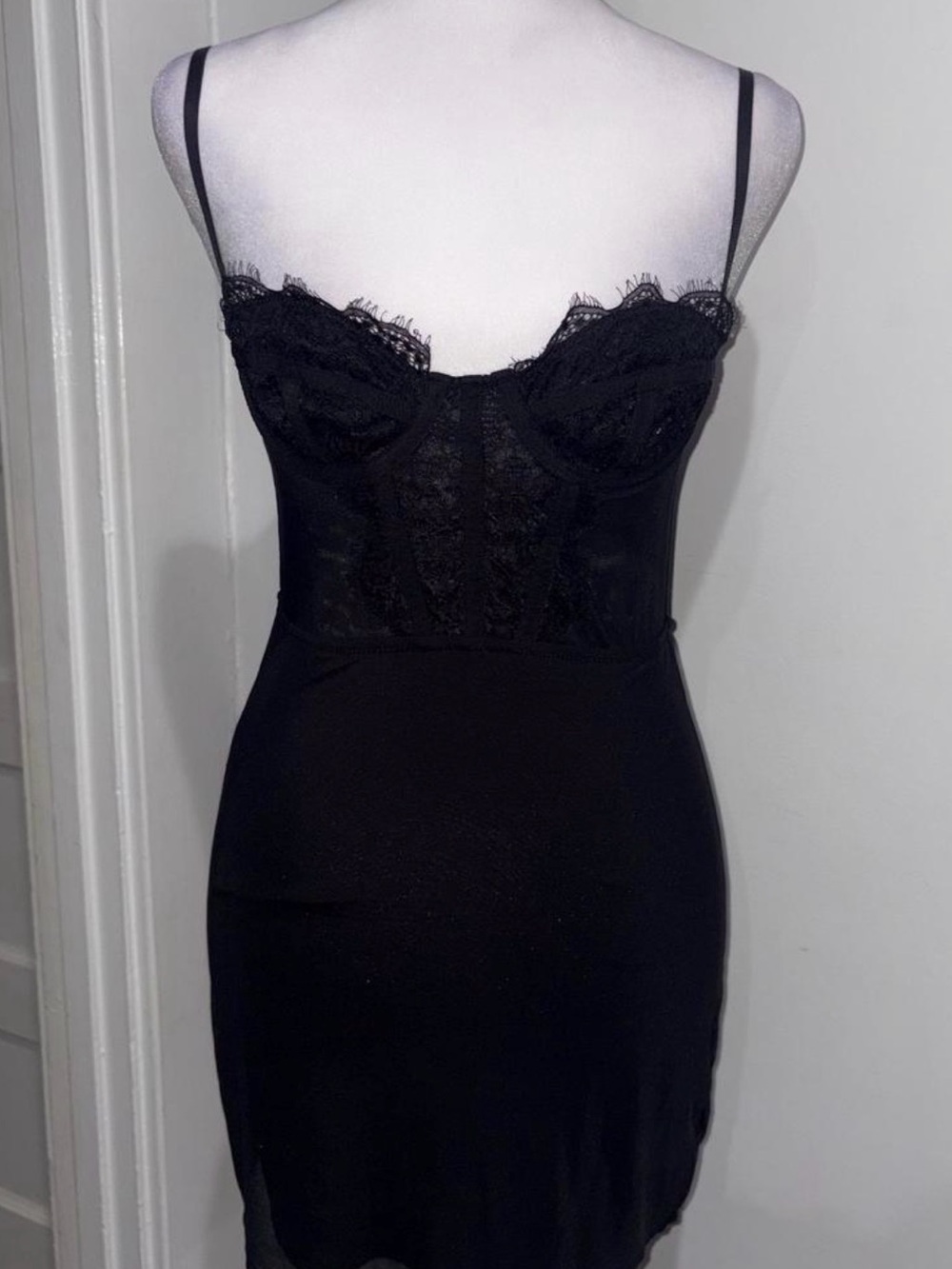 Urban Outfitters Black Lace Bustier Mini Dress